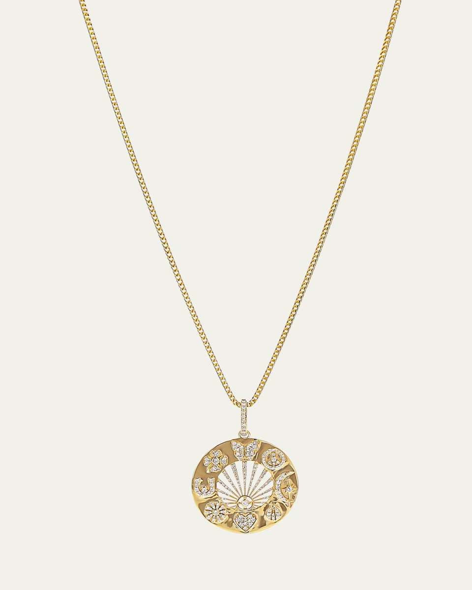 14K Medallion of Manifestation Franco Chain Necklace, 28"L